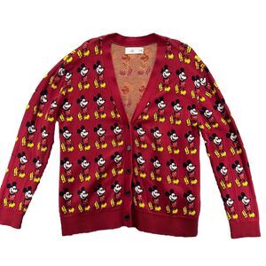 Disney Red Mickey Mouse Allover Cardigan